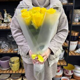 Букет из 9 роз Хай Елоу 50см