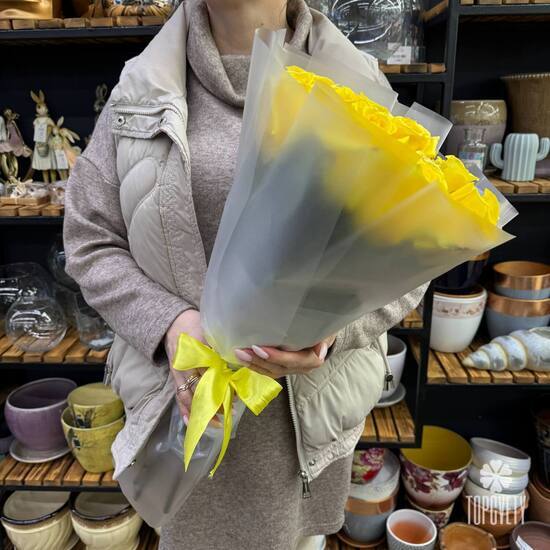 Букет из 15 роз Хай Елоу 50см