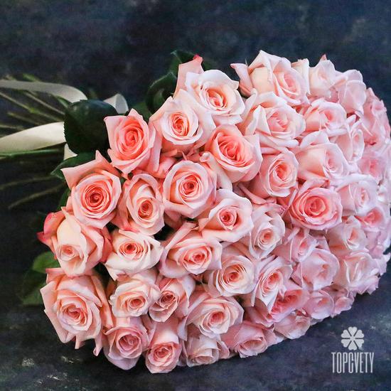 Букет из 51 розовой розы 50см