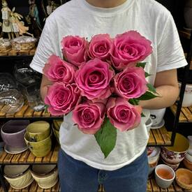 Букет из 9 розовых роз Кения 40см