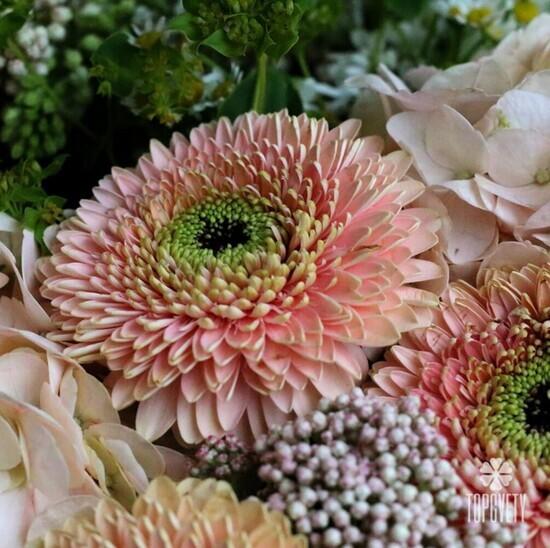 Букет из гербер, гортензий и роз