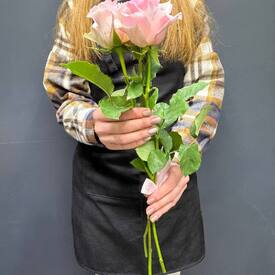 Букет из 3 розовых роз Эквадор 50см