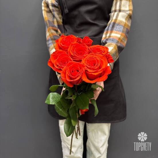 Букет из 7 красных роз Эквадор 50см