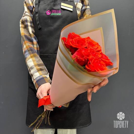 Букет из 7 красных роз Эквадор 50см