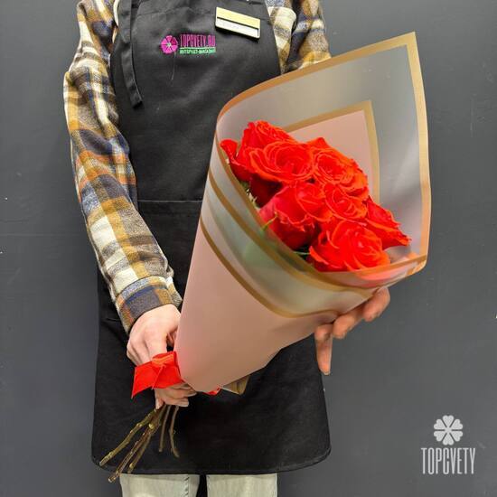 Букет из 7 красных роз Эквадор 50см