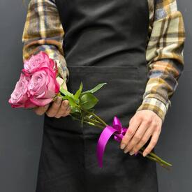 Букет из 3 розовых роз Эквадор 50см