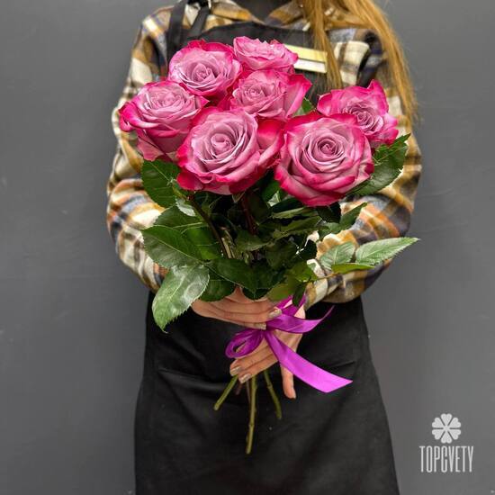 Букет из 7 розовых роз Эквадор 50см	