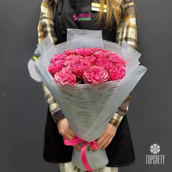 Букет из 13 розовых роз Эквадор 50см
