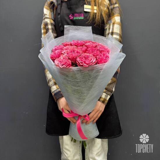 Букет из 13 розовых роз Эквадор 50см