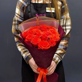 Букет из 15 красных роз Эквадор 50см	