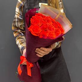 Букет из 15 красных роз Эквадор 50см	
