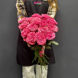 Букет из 15 розовых роз Эквадор 50см