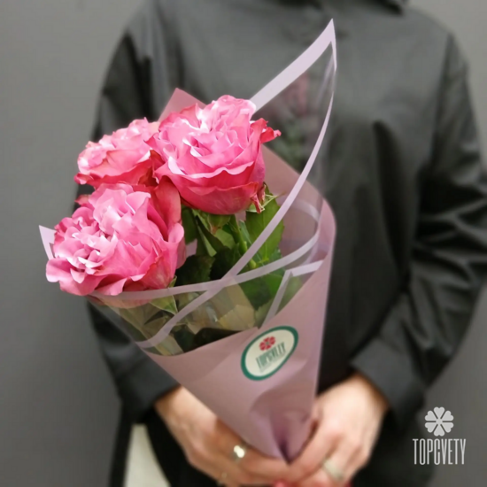 Букет из 3 роз Кантри Блюз 50см