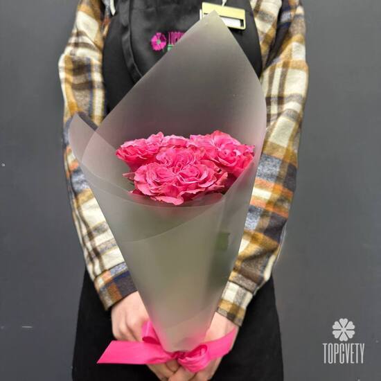 Букет из 3 розовых роз Эквадор 50см