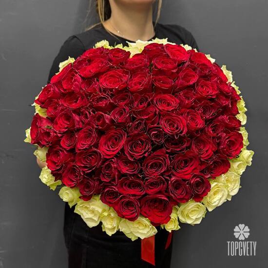 Букет из 101 роз в виде сердца