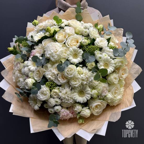 Букет из роз, гербер и эустомы