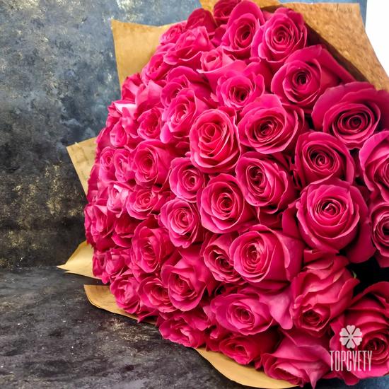 Букет из 55 розовых роз Пинк Флойд 