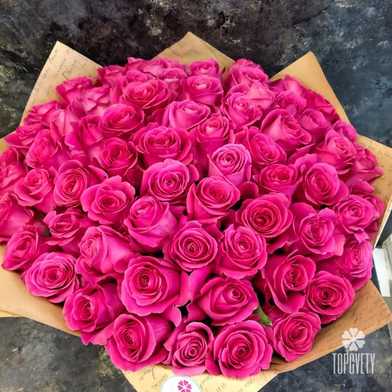 Букет из 51 розовой розы Пинк Флойд 70см и плюшевый мишка