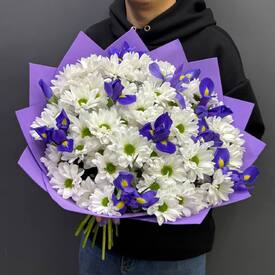 Букет из хризантем, и ирисов