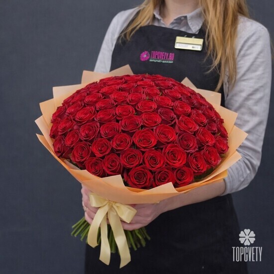 Букет из 101 красной розы Кения 40см