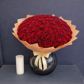 Букет из 101 красной розы Кения 40см