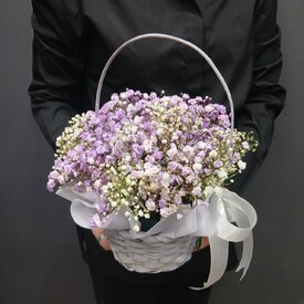 Композиция из 7 гипсофил в корзинке 