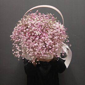 Композиция из 7 гипсофил в корзинке