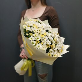Букет из 21 кустовой хризантемы Сантинии