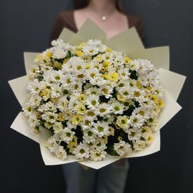 Букет из 21 кустовой хризантемы Сантинии