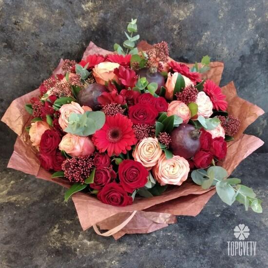 Букет из роз, гербер и альстромерий