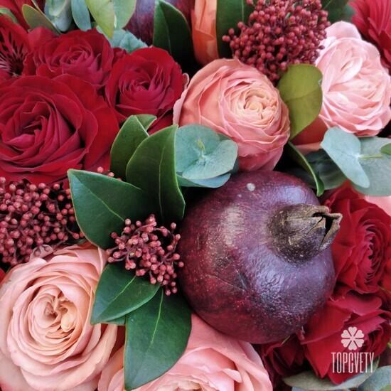 Букет из роз, гербер и альстромерий