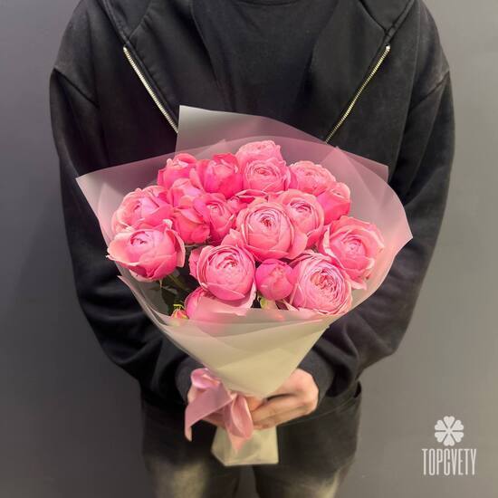 Букет из 5 кустовых пионовидных роз 50см