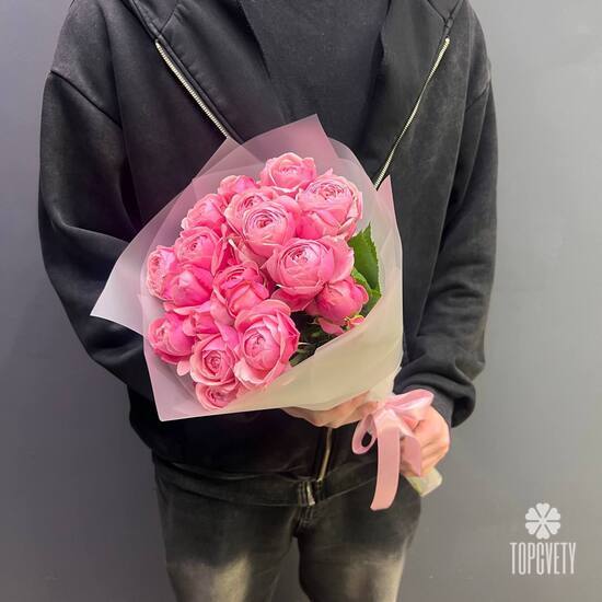 Букет из 5 кустовых пионовидных роз 50см