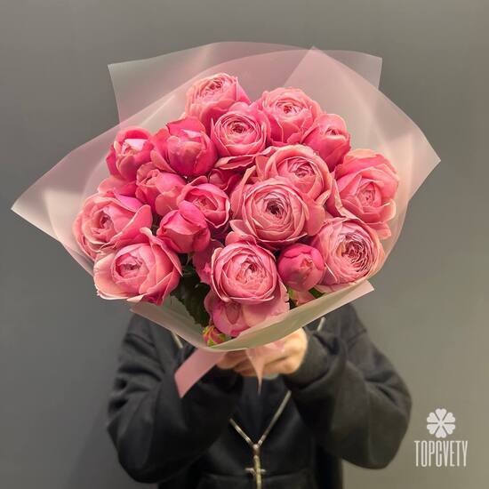 Букет из 5 кустовых пионовидных роз 50см