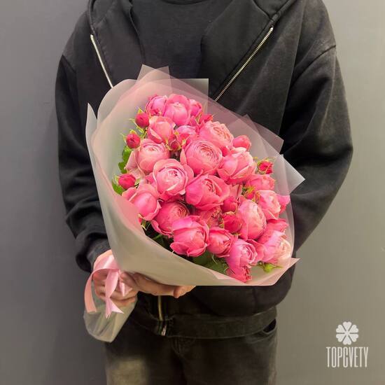 Букет из 7 кустовых пионовидных роз 50см