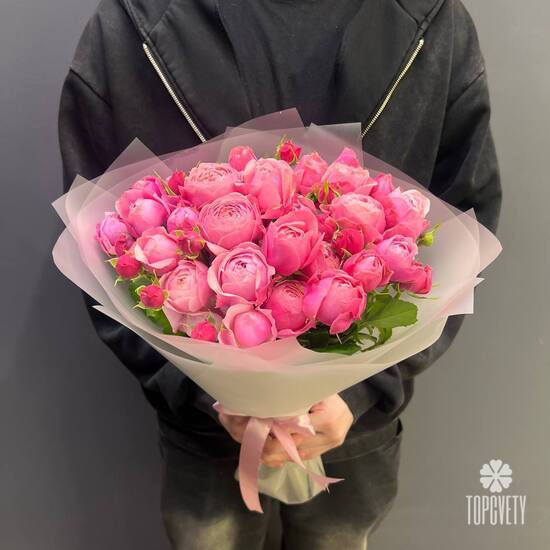 Букет из 7 кустовых пионовидных роз 50см