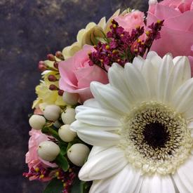 Букет из гербер, роз и орхидей в коробке