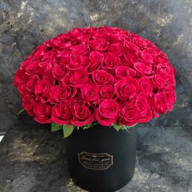 Букет из 101 красной розы Фридом в коробке