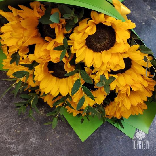 Букет из 15 подсолнухов