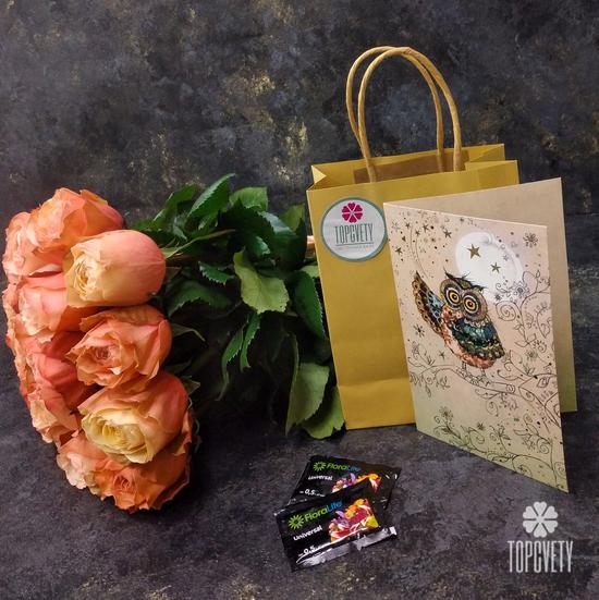 Букет из 17 пионовидных роз Кахала 60см