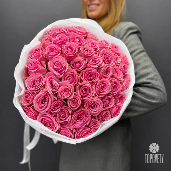 Букет из 51 розовой розы 40см