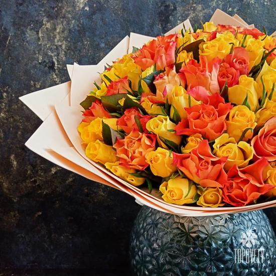 Букет из 101 розы микс 40см