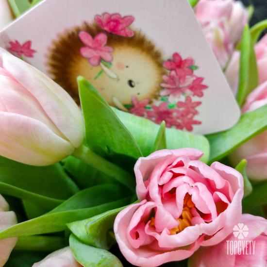 Букет из 35 розовых пионовидных тюльпанов 