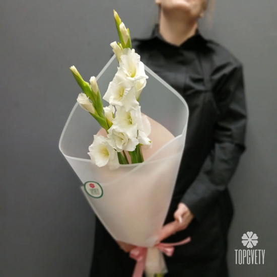 Букет из 3 белых гладиолусов