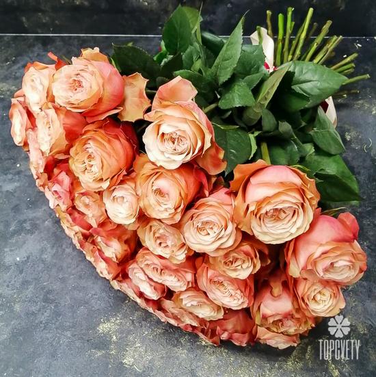 Букет из 35 пионовидных роз Кахала 60см