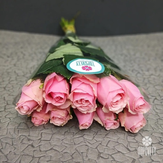 Пачка розовых  роз 50 см (10шт)