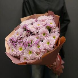 Букет из 5 кустовой хризантемы и статицы