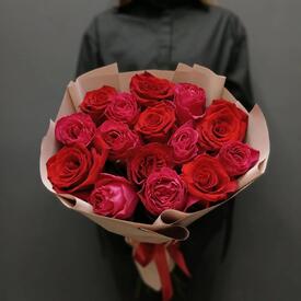 Букет из 15 роз микс 50см