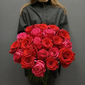 Букет из 21 розы микс 50см