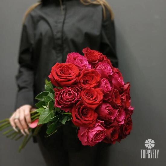 Букет из 21 розы микс 50см